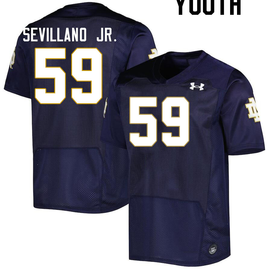 Youth #59 Sean Sevillano Jr. Notre Dame Fighting Irish College Football Jerseys Stitched-Navy